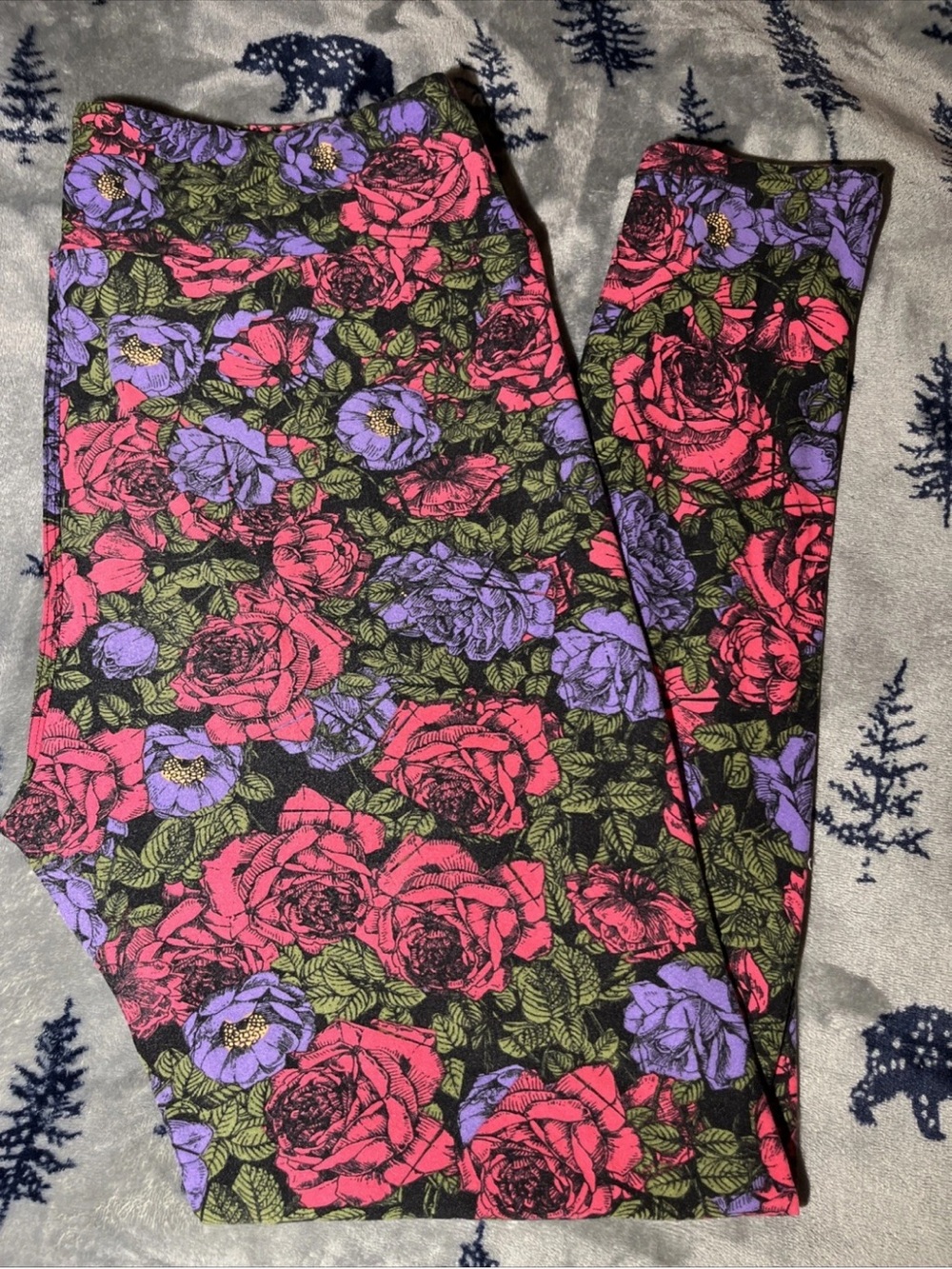 Women’s Leggings Size 1X LuLaRoe TC Black Floral